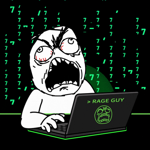 Rage Guy reacting to an overwhelming situation