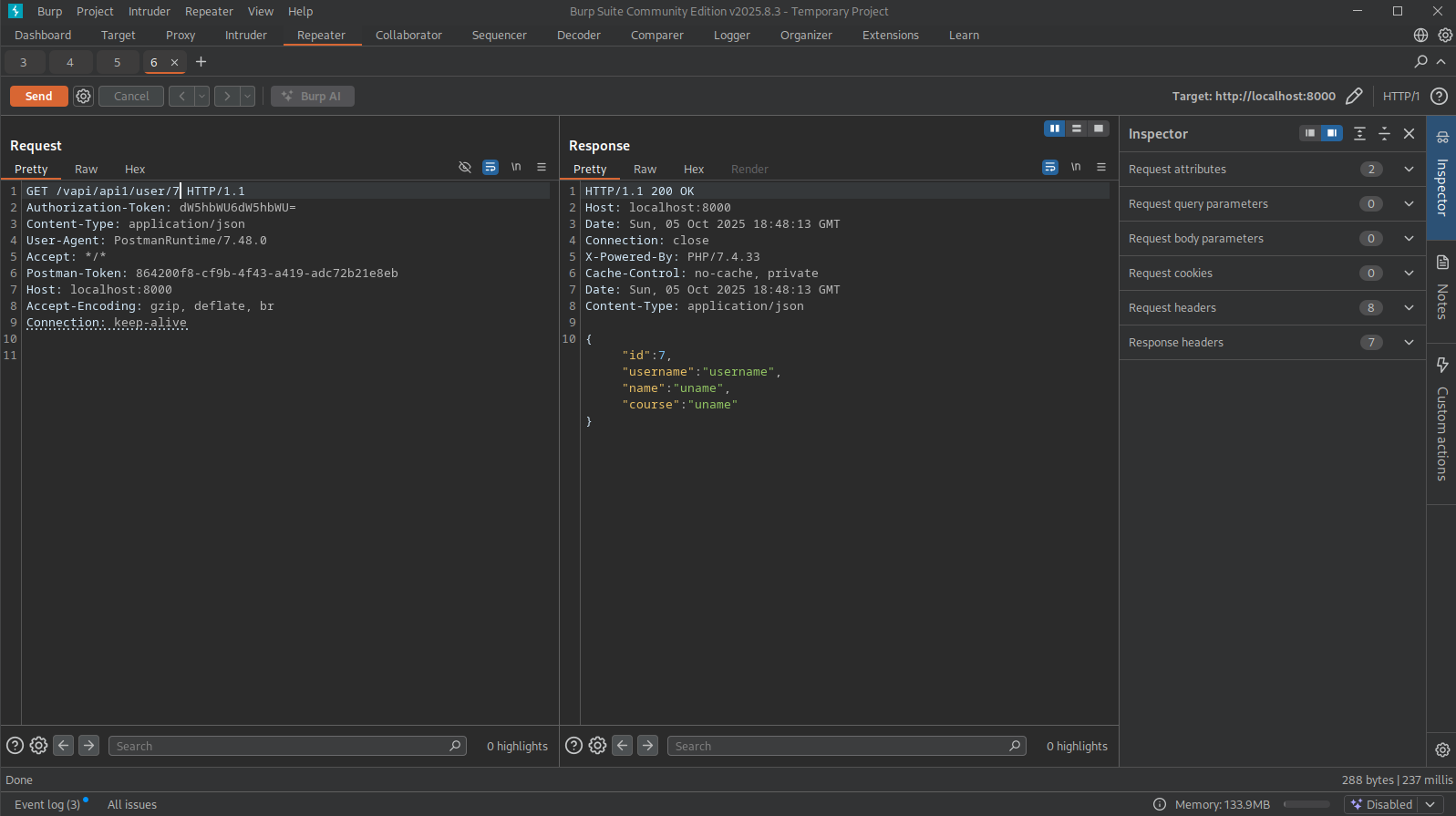 IDOR attack showing user enumeration